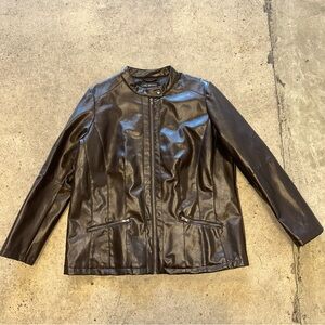 Lane Bryant Brown Faux Leather Jacket Moto Size 18/20 2X